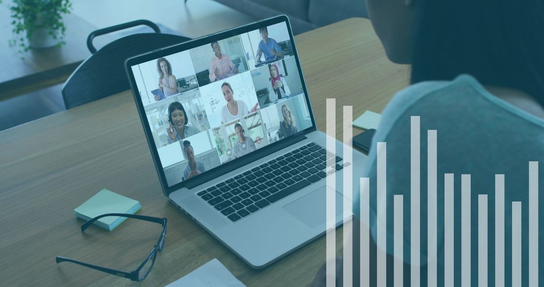 Virtual Business Meeting Analyzing Financial Data with Colleagues