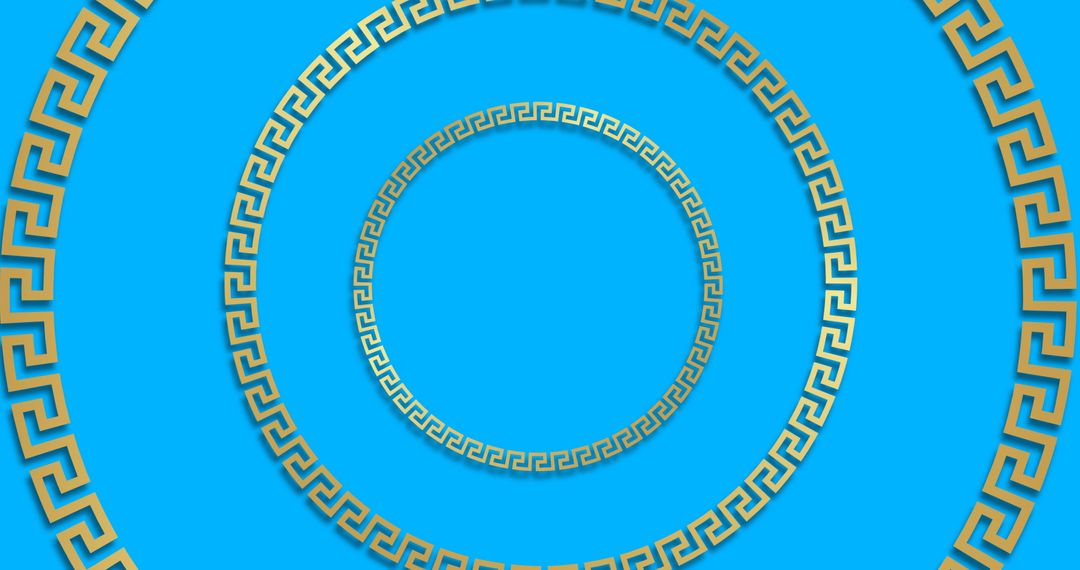 Concentric Circles of Chinese Traditional Pattern on Blue Background