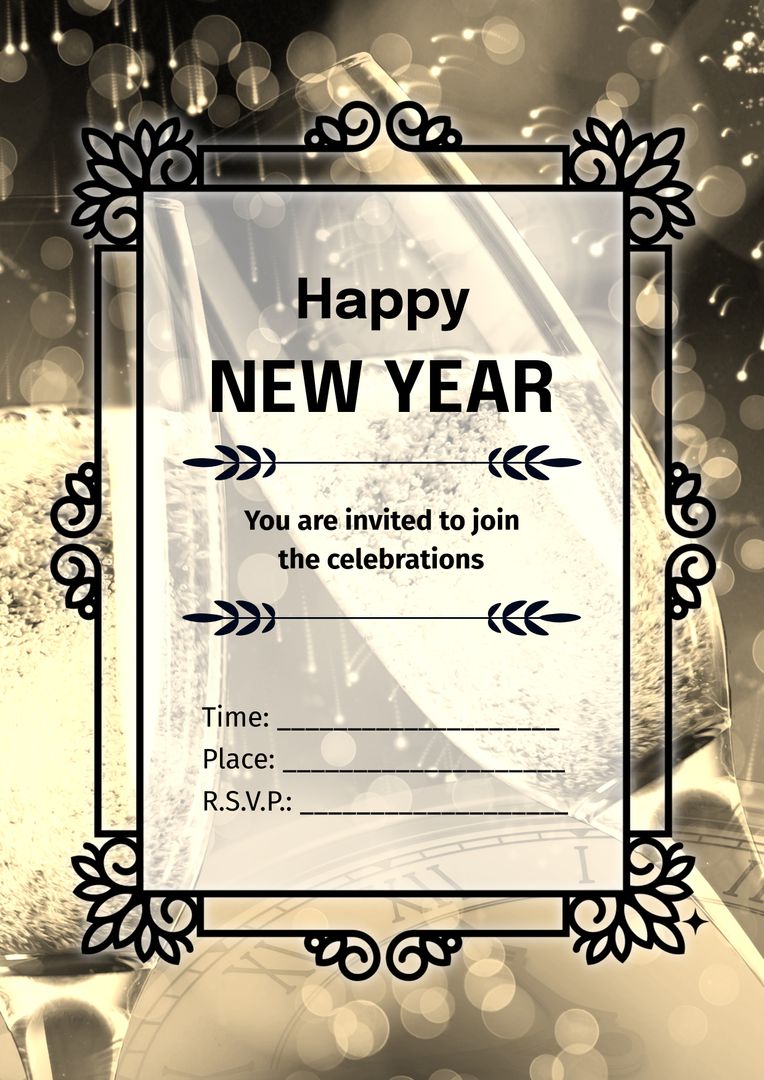 Elegant New Year's Eve Invitation with Champagne Theme - Download Free Stock Templates Pikwizard.com