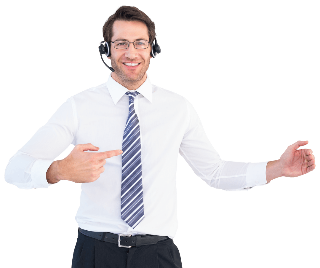 Transparent Call Center Agent with Headset Pointing - Download Free Stock Images Pikwizard.com