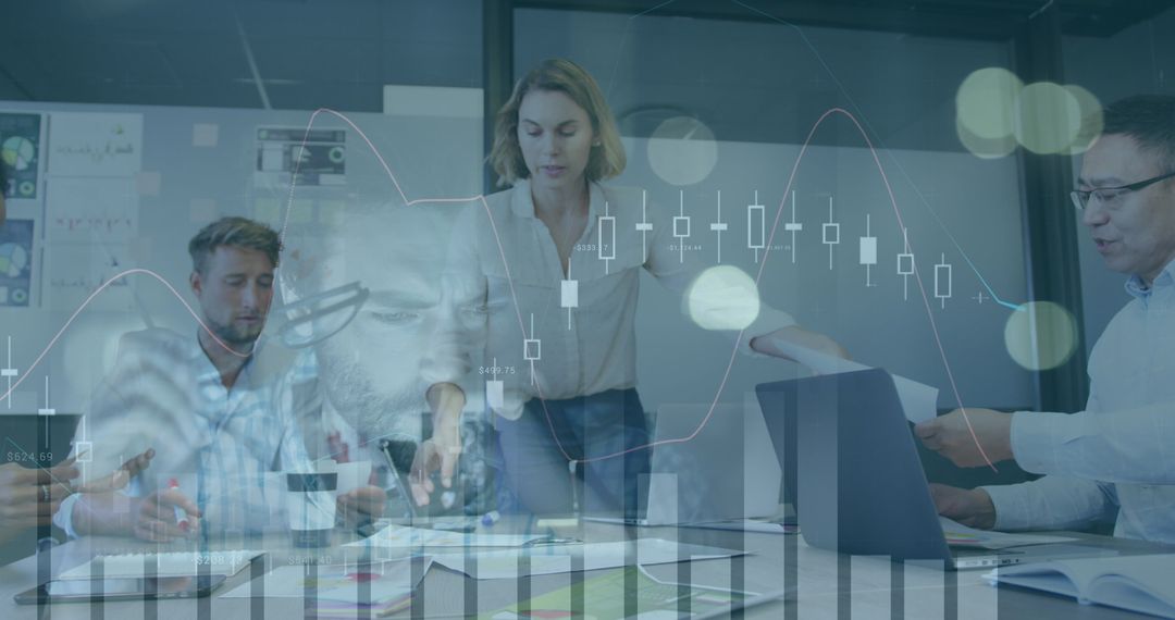 Collaborative Teamwork and Financial Data Analysis in Modern Office