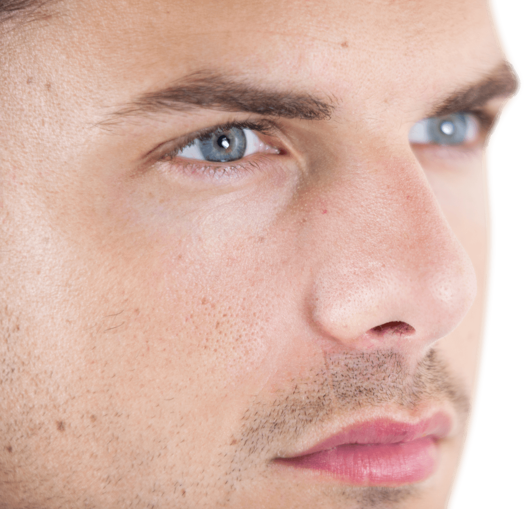 Transparent Close-Up of Man Looking Thoughtful