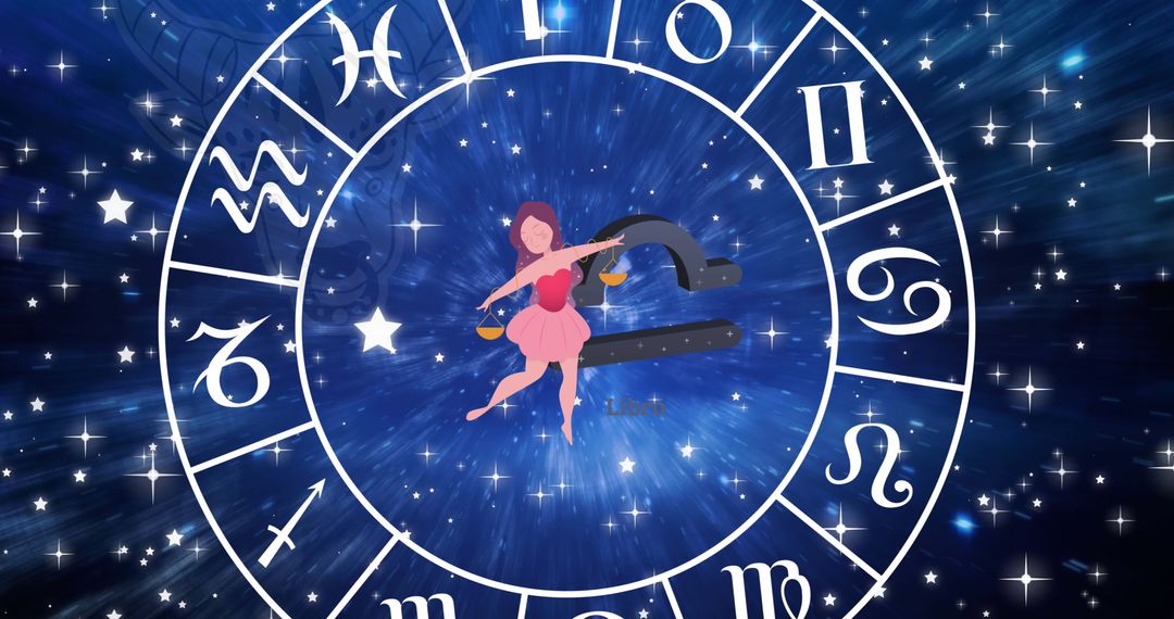 Zodiac Sign Digital Art with Stars and Astrological Symbols