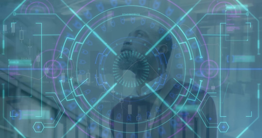 Futuristic Technology Interface with Data Scan over Businessman