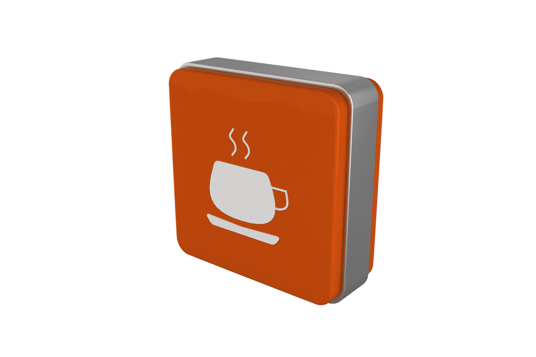 Orange Coffee Cube with Transparent Background Symbol