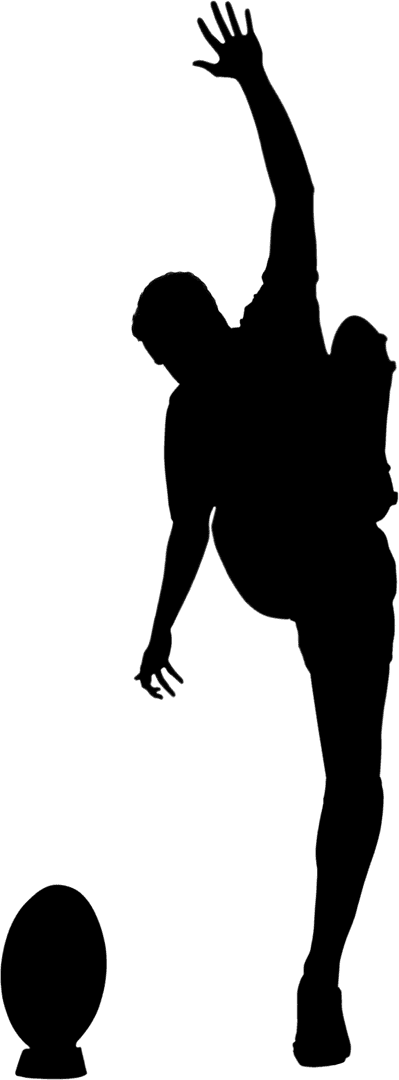 Transparent Vector of Rugby Player Kicking Ball with Raised Arm