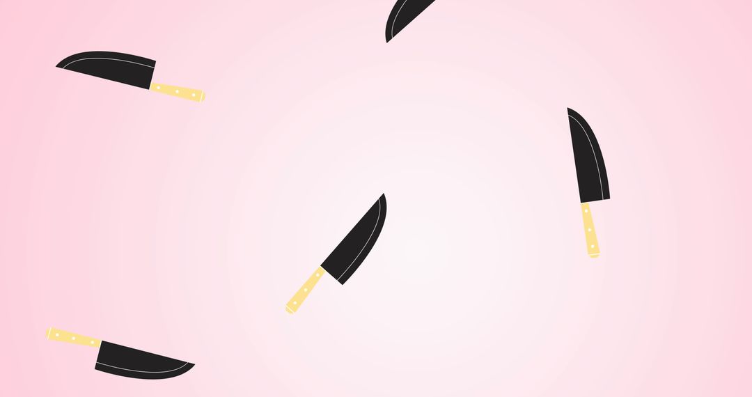 Floating Knife Icons on Pink Background