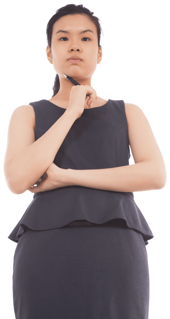 Confident Woman on Transparent Background Business Concept