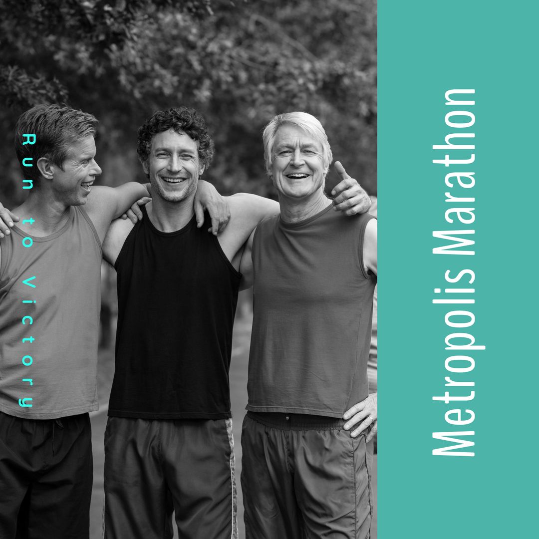 Joyful Marathon Finish for Enthusiastic Men Runners