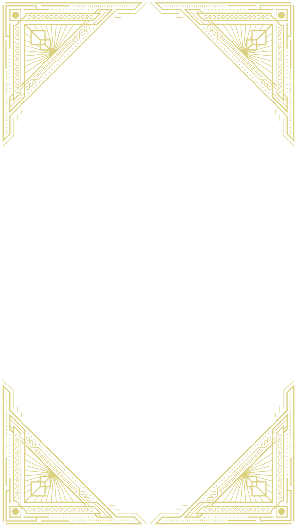 Elegant Geometric Border with Gold Motifs on Transparent Canvas