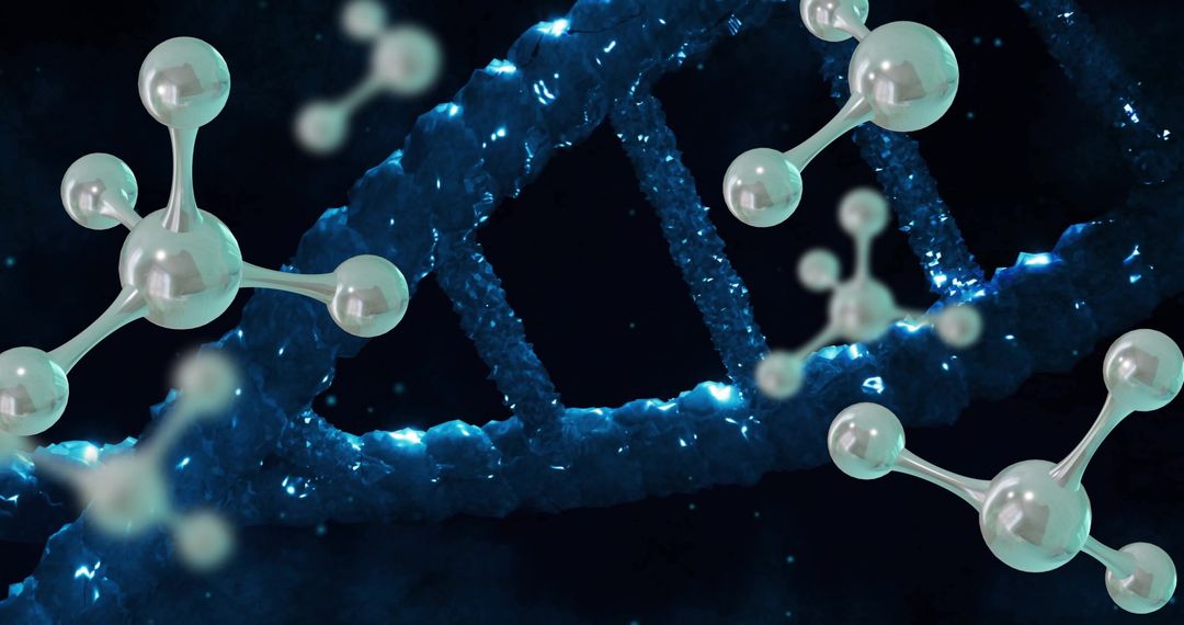 3D Molecular Structure Overlay DNA Sequence in Motion