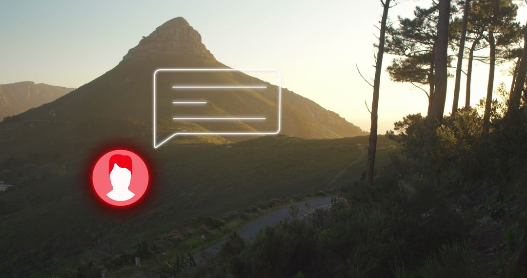 Digital Communication Interface Against Scenic Mountain Landscape