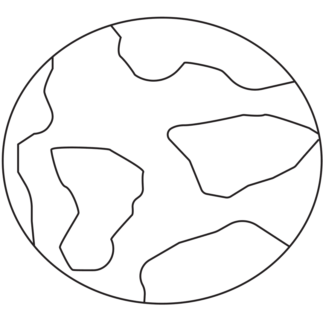 Minimalist Earth Outline Illustration on Transparent Background