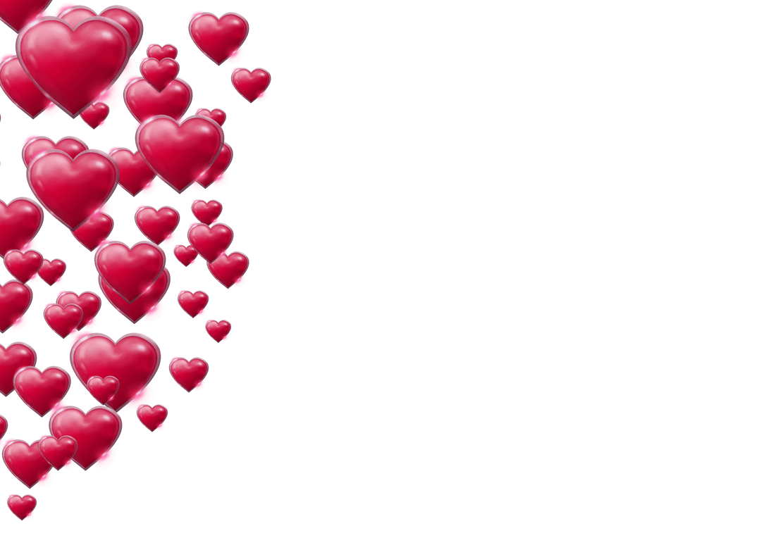 Falling Red Hearts Cascade on Transparent Background