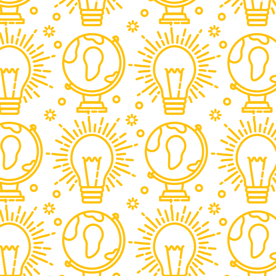 Transparent Yellow Globes and Light Bulbs Seamless Pattern