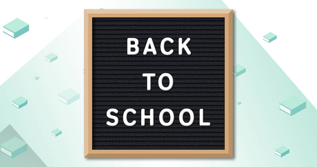 Back to School Message with Educational Icons on Green Background