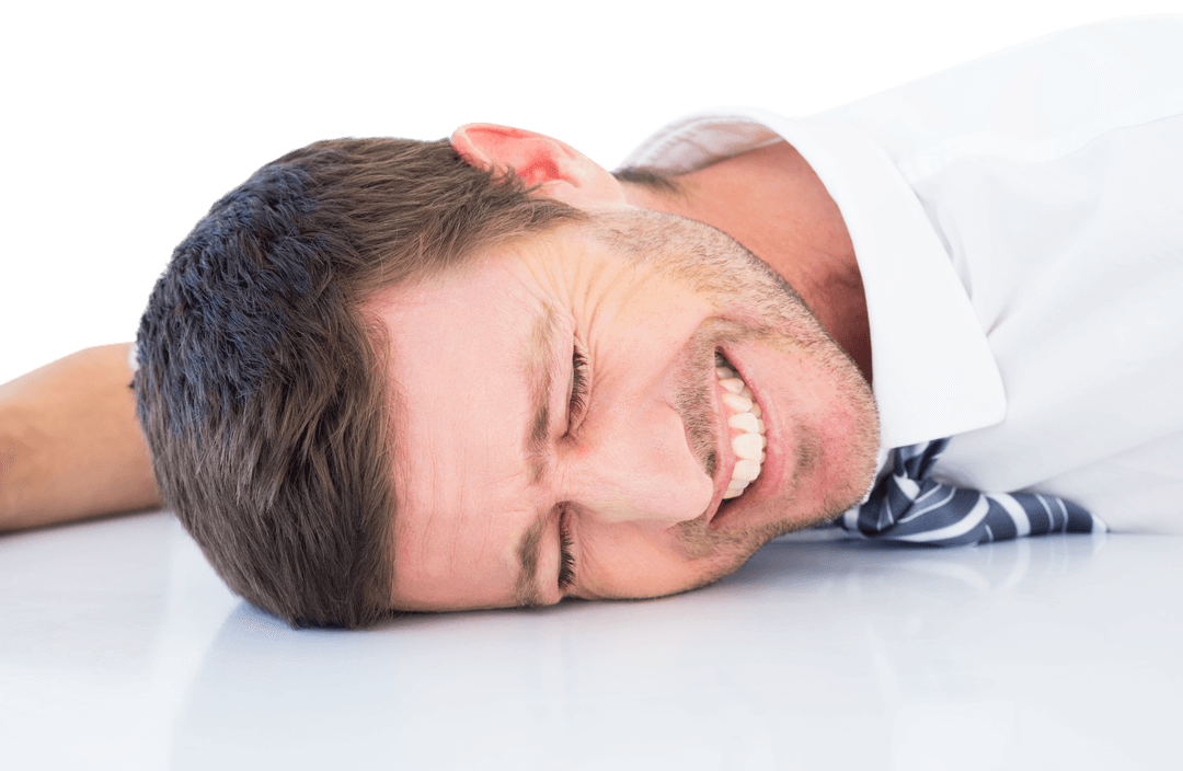 Stressed Businessman on Transparent Background Experiencing Frustration