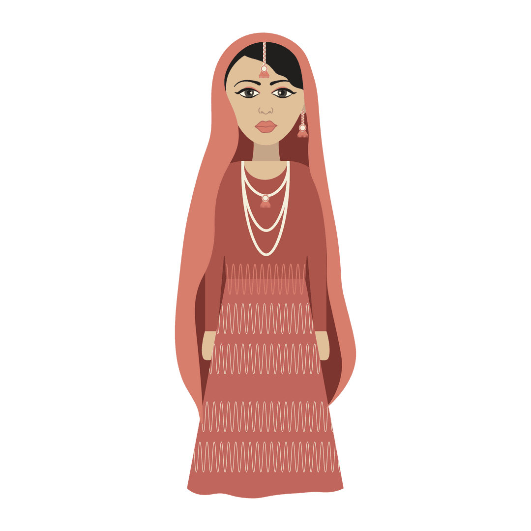 Biracial Woman in Traditional Suit on Transparent Background