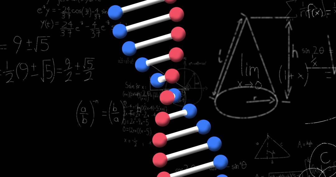 DNA Strand with Mathematical Equations Concept