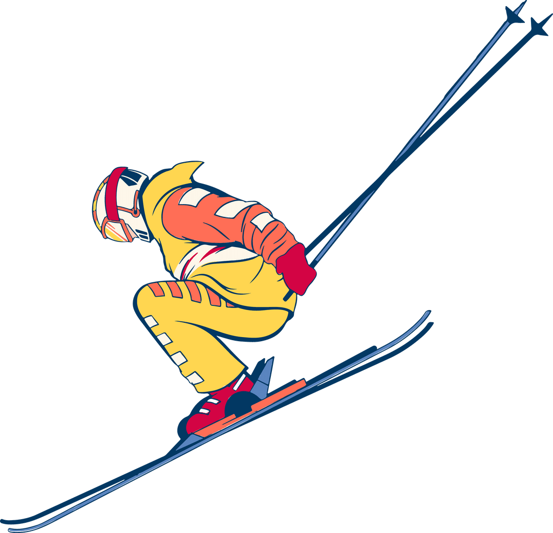 Vector Image of Skier in Mid-Air with Transparent Background
