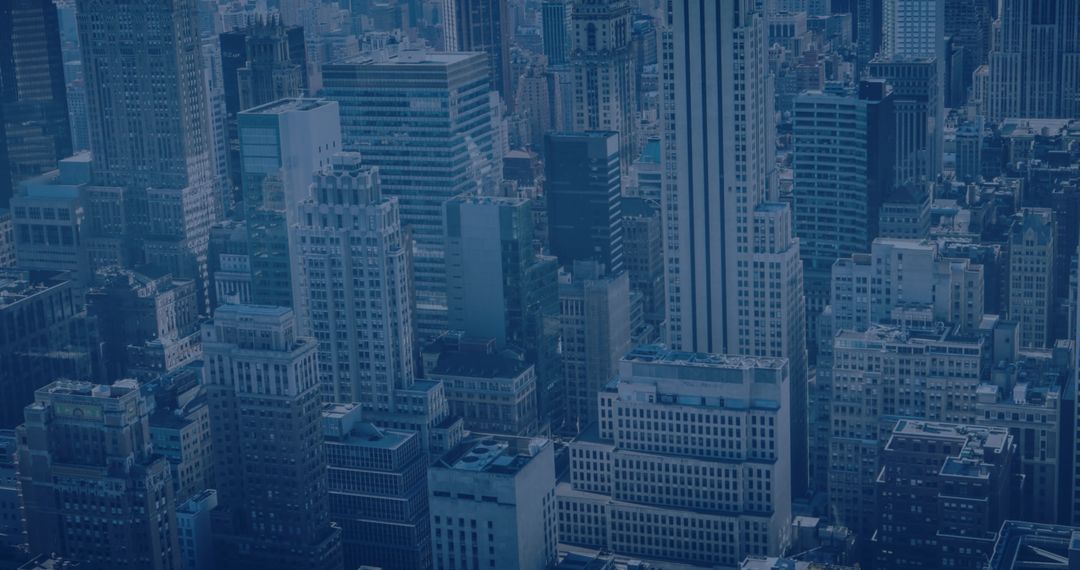 Cityscape with Digital Data Overlay and Global Business Theme