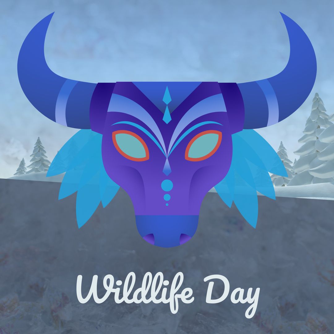 Wildlife Day Illustration with Stylized Animal Face and Text