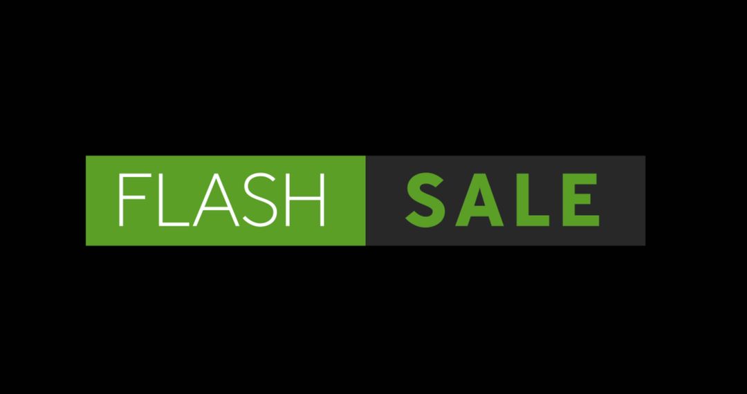 Flash Sale Banner with Green Bold Text on Black Background