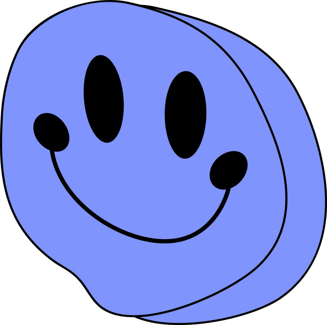 Playful Blue Blob with Cheerful Smile on Transparent Background