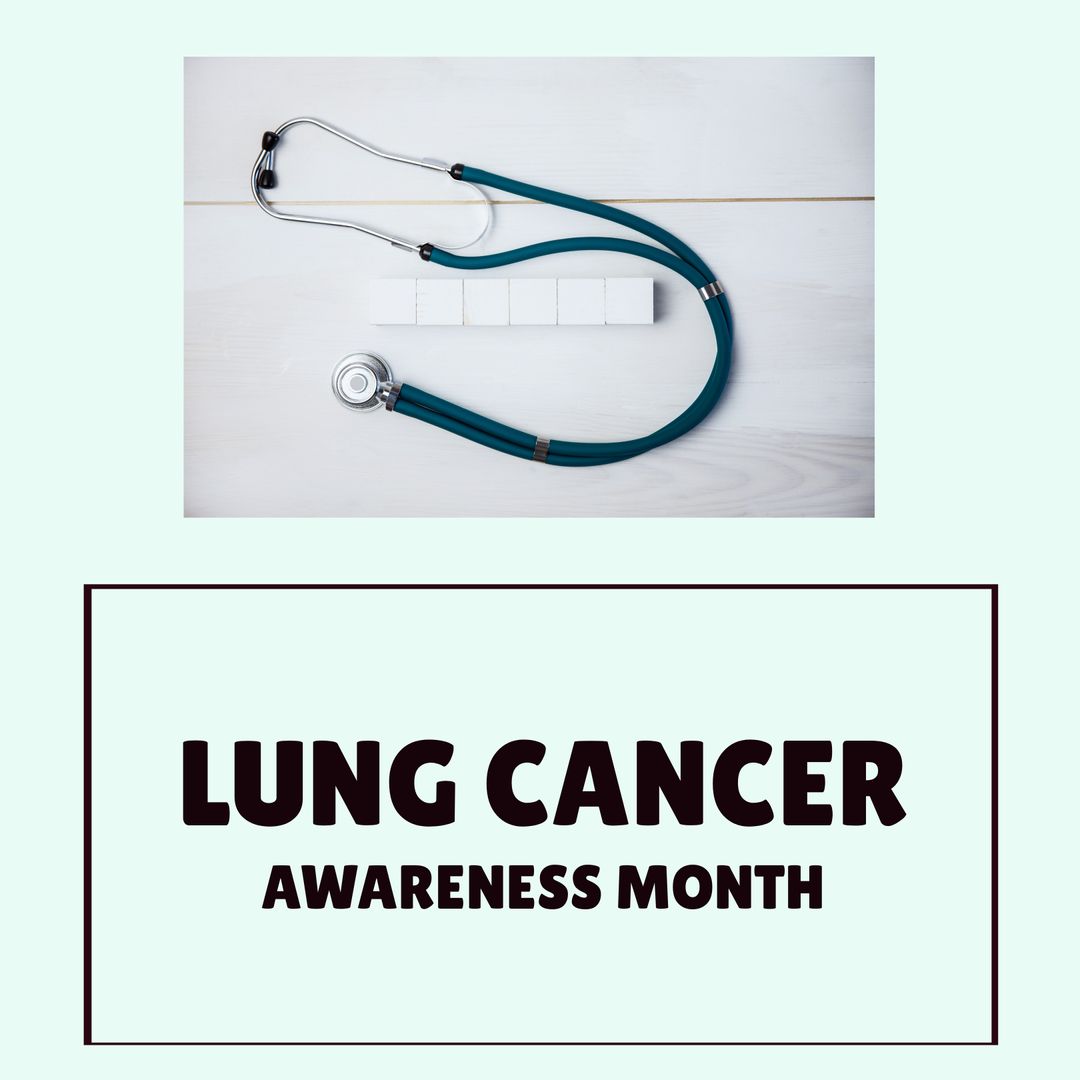 Lung Cancer Awareness Month with Stethoscope and Blocks
