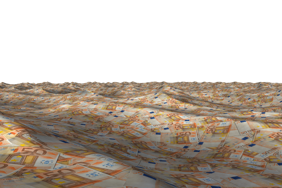 Transparent Waves of Euro Currency Covering Surface
