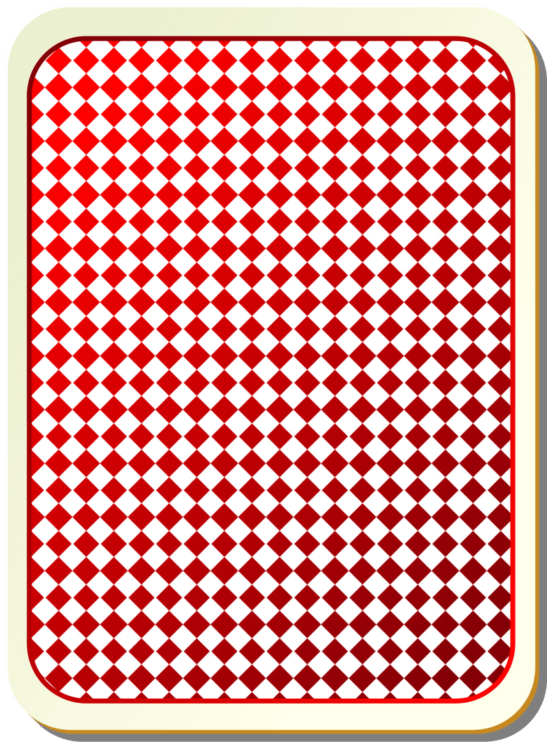 Red and white patterned playing cards back on transparent background