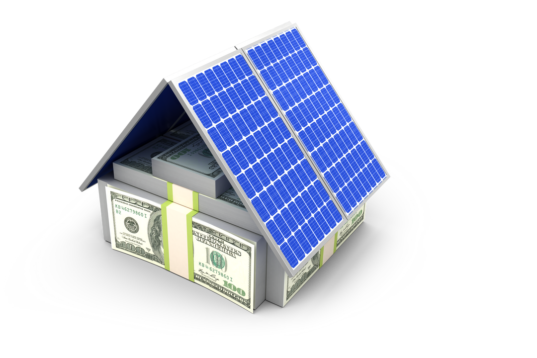 Transparent House Made from US Dollars and Solar Panels Indicating Wealth - Download Free Stock Images Pikwizard.com