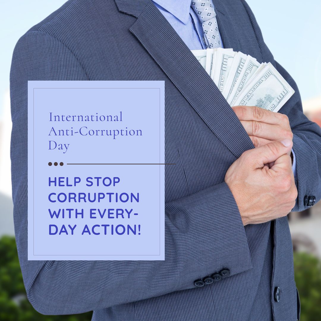 International Anti-Corruption Day Concept with Businessman Hiding Money