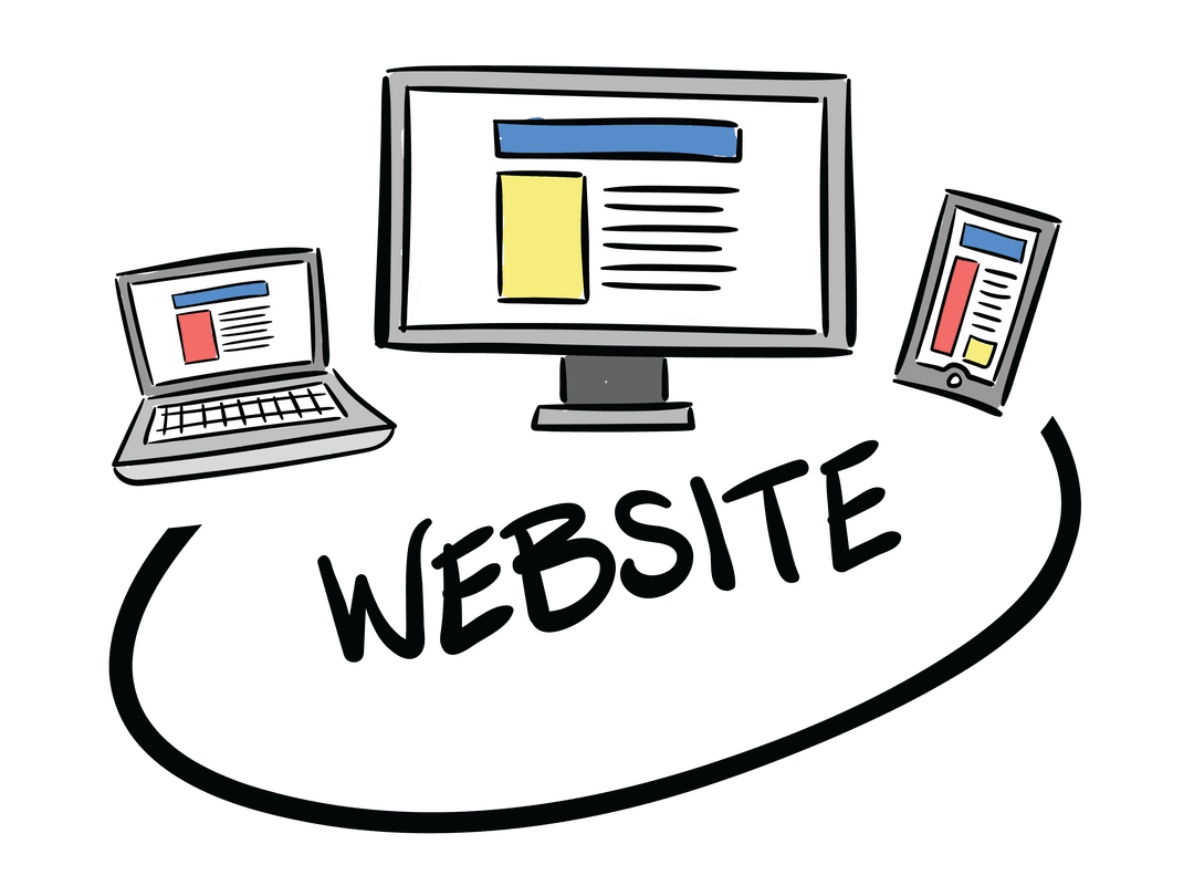 Digital interface website with devices on transparent background