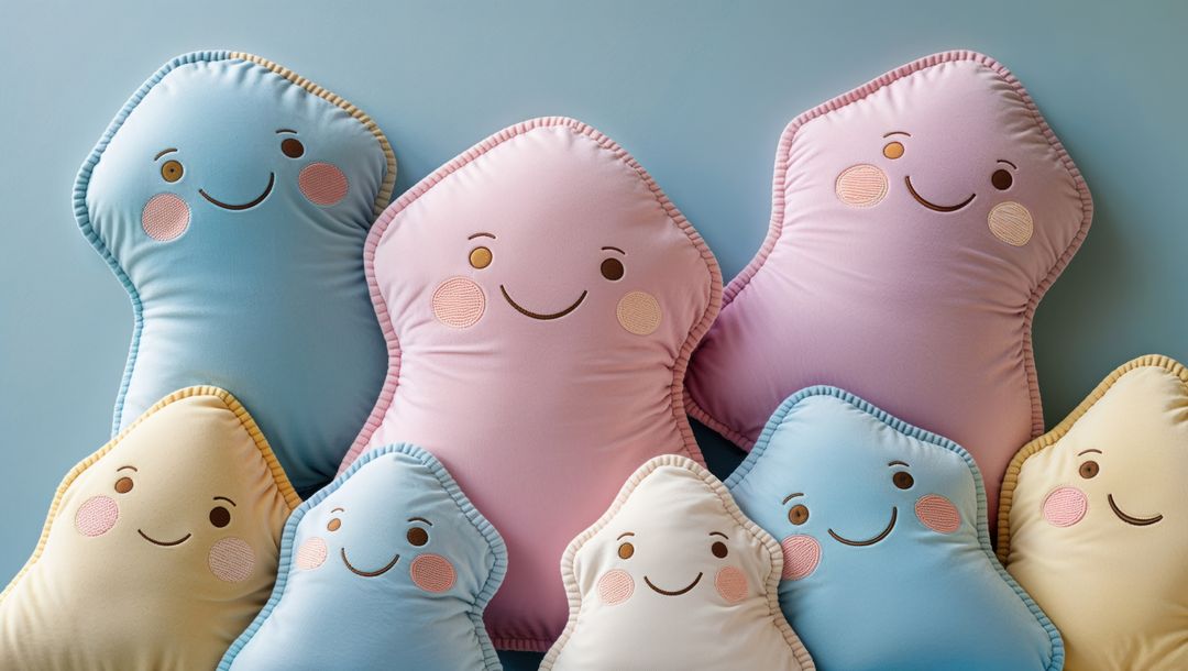 Smiling Plush Star-Shaped Pillows in Pastel Palette