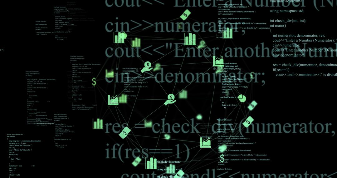 Digital Data Network with Business Analytics Icons