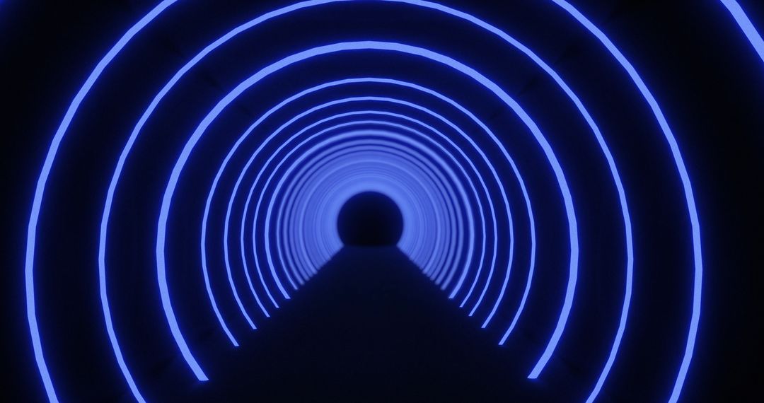Futuristic Blue Neon Tunnel with Pulsating Arcs