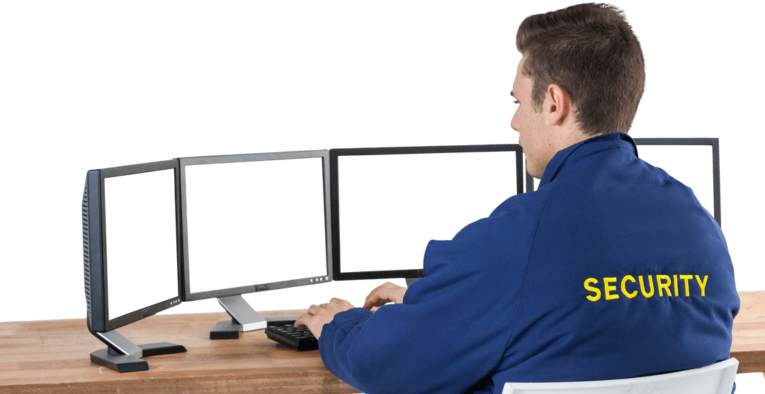 Transparent Background of Security Officer Monitoring Multiple Screens - Download Free Stock Images Pikwizard.com