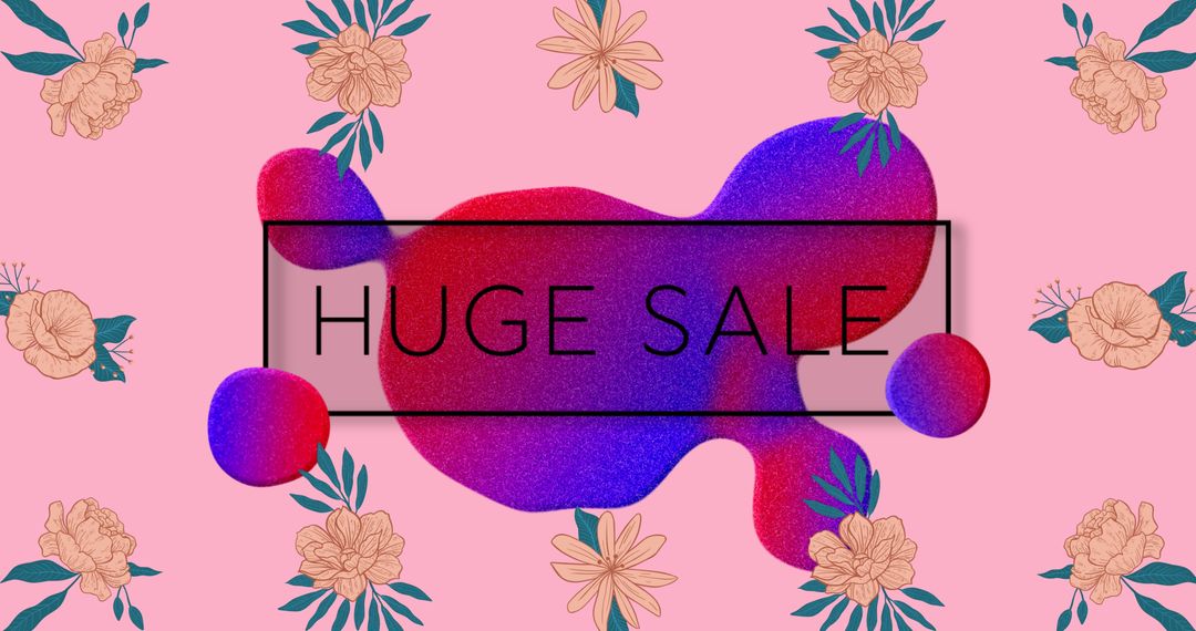 Modern Floral Huge Sale Banner Design on Pink Background - Free Images, Stock Photos and Pictures on Pikwizard.com