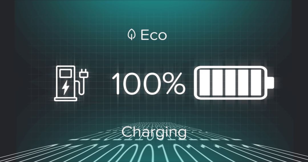 Full Battery Charging Digital Interface Concept with Eco and Energy Icons