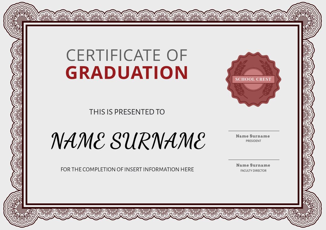 Elegant Certificate Template for Academic Awards and Graduation - Download Free Stock Templates Pikwizard.com