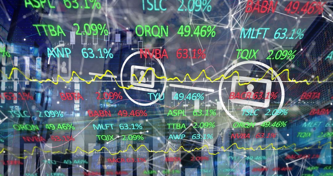 Digital Interface with Stock Market Graphics Overlay