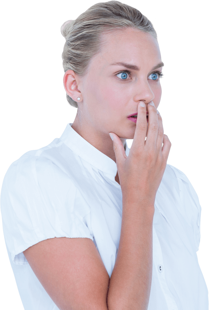 Transparent Surprised Businesswoman with Shocked Expression