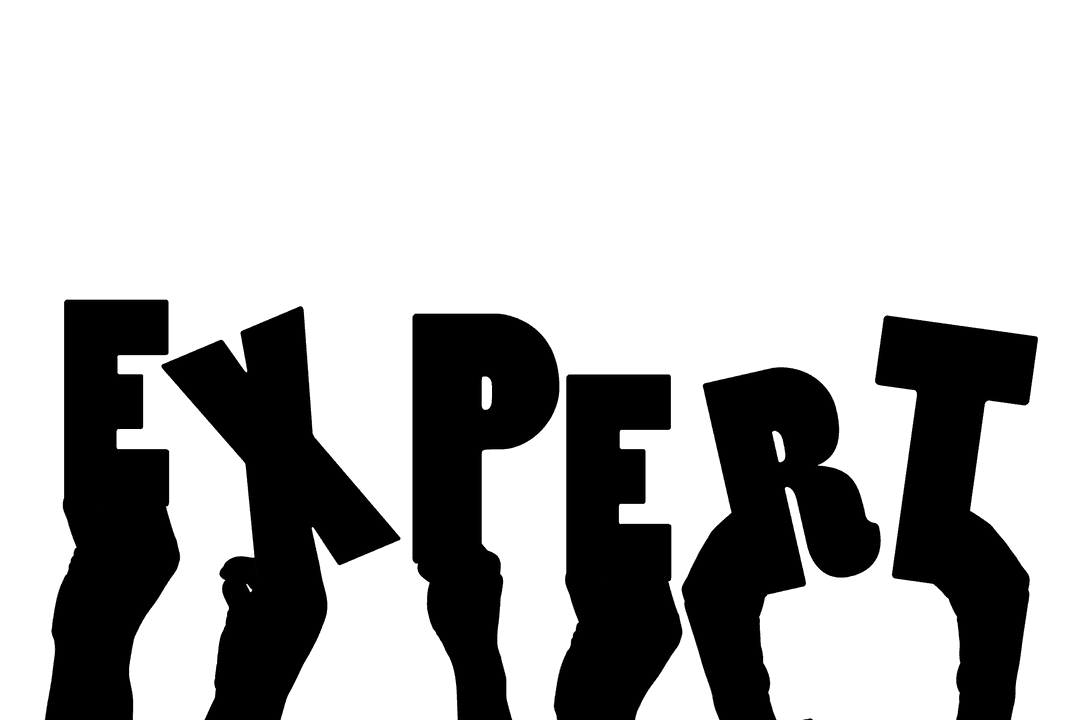 Hands Holding Expert Text on Transparent Background Isolated