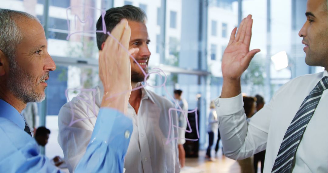 Confident Business Team Celebrating Success with High Five