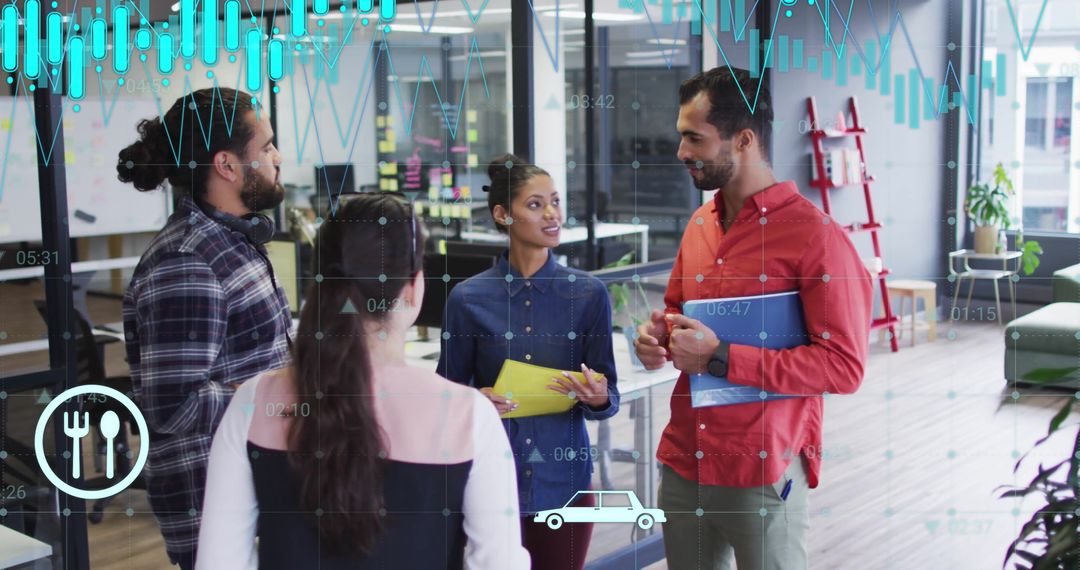 Diverse Team Analyzing Financial Data with Graphics in Office