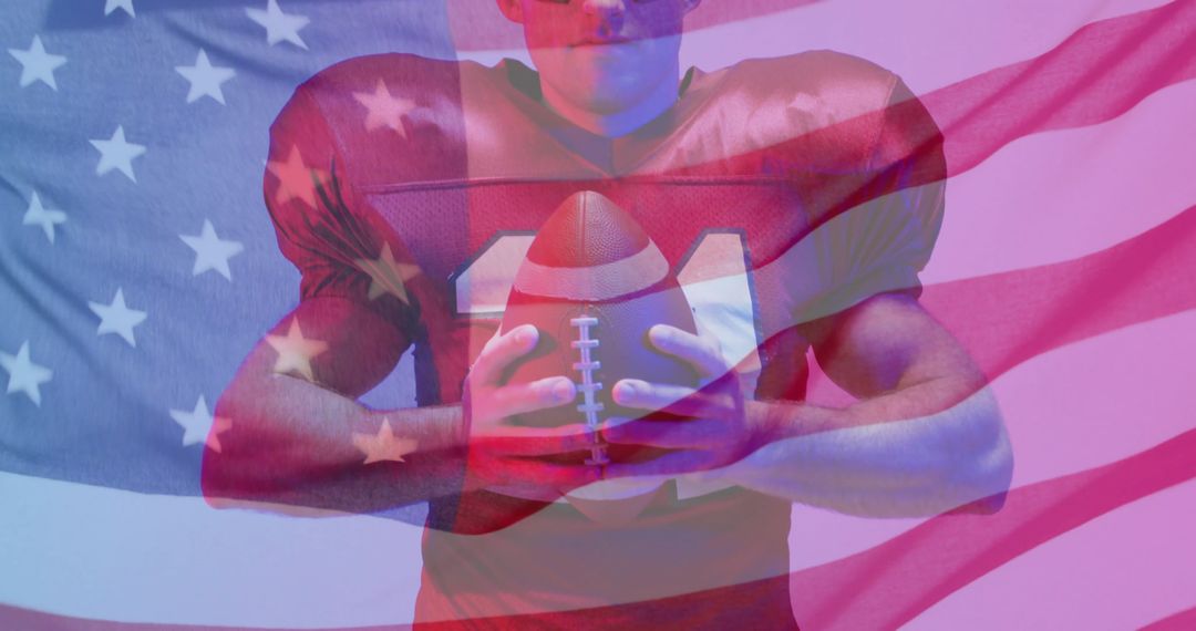 Caucasian Football Player Against American Flag Symbolizing Patriotism - Free Images, Stock Photos and Pictures on Pikwizard.com