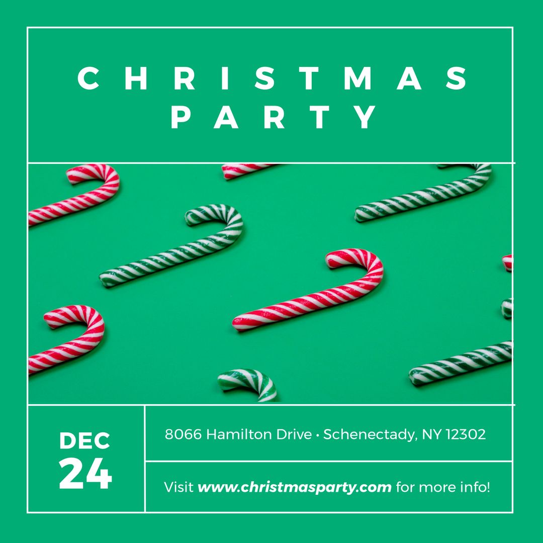 Festive Christmas Party Invitation with Candy Canes