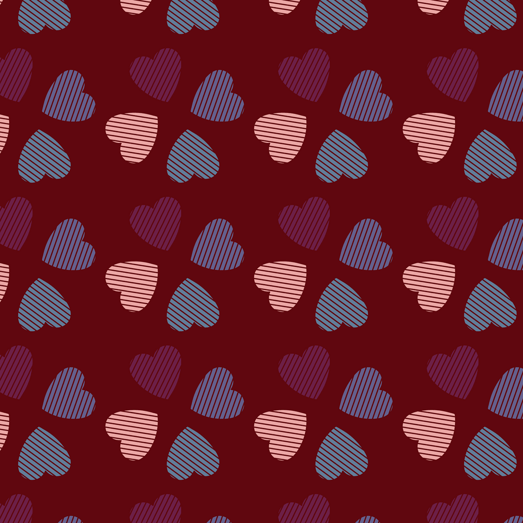 Romantic Transparent Heart Pattern on Burgundy Background