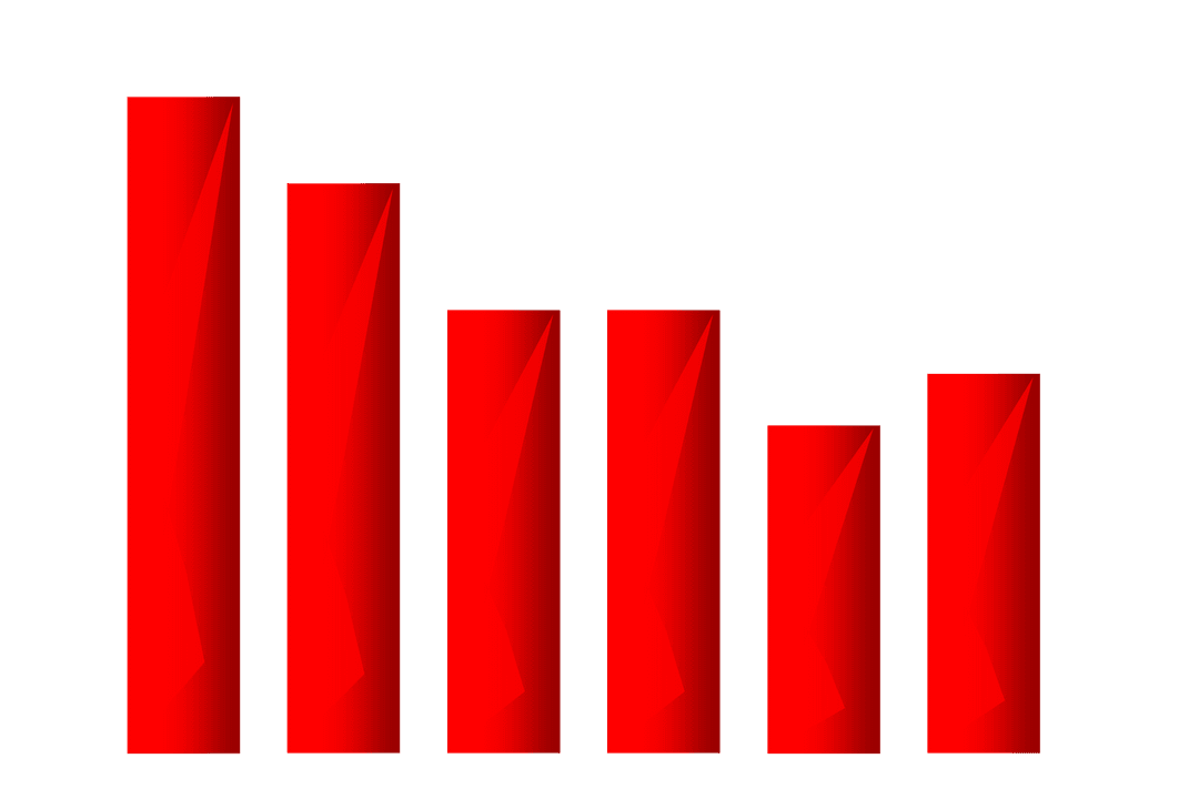 Red Bar Chart Illustration on Transparent Background for Finance